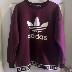 adidas Maroon Crewneck Sweatshirt with White Trefoil Logo